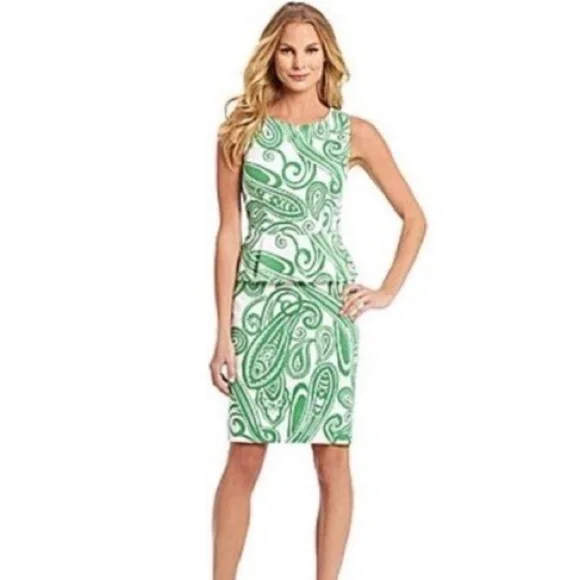 Antonio Melani Dresses | Antonio Melani Clio Green Paisley Peplum Dress | Color: Green | Size: 8 | Gailcooks's Closet